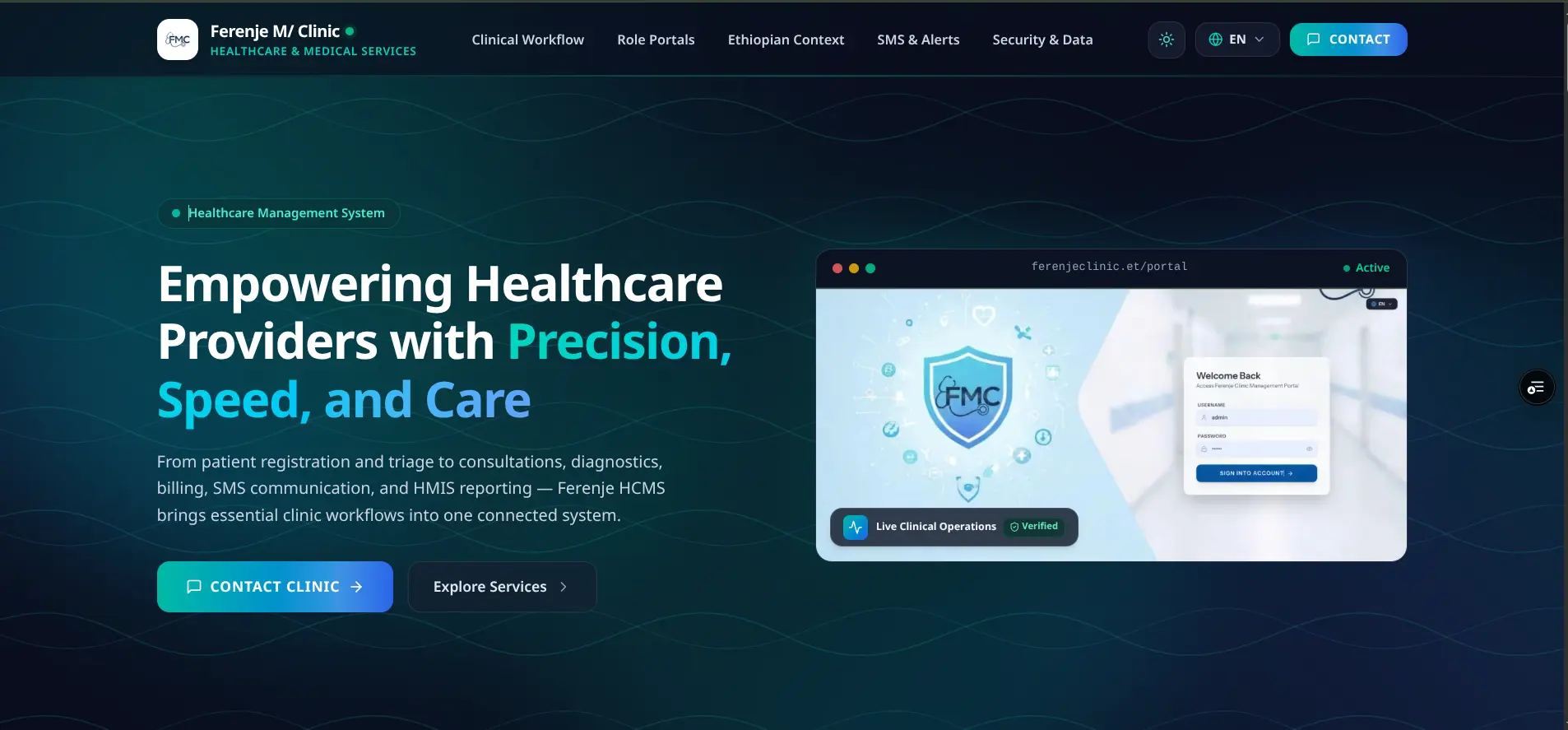 Healthcare Clinic Management System Dashboard Interface